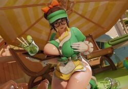 1girls big_breasts brown_hair cakiibb female female_focus female_only honeydew_mei large_breasts m71z30 mei_(overwatch) overwatch overwatch_2 pale-skinned_female pale_skin