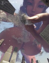 bradengts city city_destruction deviantart fingers fox_ears fox_girl giantess gigantic_breasts looking_down macro_female macro_focus micro_perspective oc