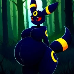 ai_generated anthro eeveelution furry pokemon pokemon_(species) pregnant pregnant_female umbreon