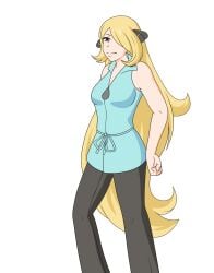 1girls animated animation anime anime_style blonde blonde_female blonde_hair blonde_hair_female blue_blouse blue_shirt cynthia_(pokemon) eye_covered female girl grey_eyes hair_over_one_eye long_hair marioa13 mature mature_female one_eye_covered panties pokemon_dppt pokemon_dppt_(anime) purple_panties safe safe_for_work sfw wedgie white_background