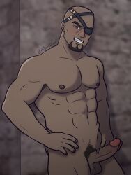 abs basilio_(fire_emblem) dark-skinned_male erection fire_emblem fire_emblem_awakening hardon male_only muscular_arms muscular_male pecs pubic_hair smooth_skinned_male th1rstyk1ng