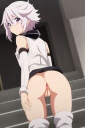 ai_generated ass ass ass_focus back_view big_ass doggy_style_position female_focus huge_ass large_ass loliconking looking_at_viewer looking_back medium_hair mosaic_censoring nude_female pussy showing_ass showing_pussy shy_(character) shy_(series) teru_momijiyama white_hair without_panties