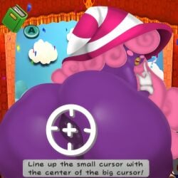? absurd_res anus ass ass_focus bent_over big_ass blush_stickers curly_hair cursor english_text gameplay_mechanics girly gloves hair_over_eyes hat hi_res huge_ass lipstick long_hair looking_at_viewer looking_back mario_(series) nintendo nude open_mouth paper_mario paper_mario:_the_thousand-year_door pink_hair presenting presenting_hindquarters purple_body purple_skin rear_view self_upload solo text text_box vivian_(paper_mario) whatanobody white_gloves witch witch_hat yellow_lipstick