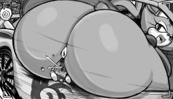 anthro anus ass big_butt blaze_the_cat blush domestic_cat felid feline felis female fur genitals hi_res huge_butt mammal monochrome nobody147 pussy sega sonic_(series) sonic_the_hedgehog_(series) thick_thighs