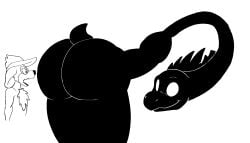 2d_animation alien animated anthro ass big_butt chest_tuft closed_eyes clothing demon dream_demon_kiggy duo ears_down empty_eyes facesitting fur halo_(series) hat headgear headwear huge_butt kig-yar loop male mammal mephitid microsoft monochrome mukihyena open_mouth pivoted_ears ruuhtian scalie short_tail simple_background sitting_on_another skunk smile tail teeth tuft wide_eyed xbox_game_studios