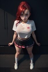 ai_generated cheerleader cheerleader_uniform inevitable_rape large_breasts night nipples_visible_through_clothing red_hair scared school_uniform schoolgirl tengen_toppa_gurren_lagann yoko_littner young younger_female