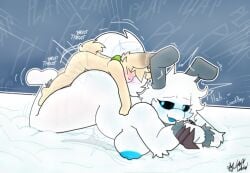 antennae_(anatomy) anthro arm_tuft arthropod arthropod_abdomen backsack balls bed big_balls black_sclera blue_insides blue_nipples blue_pupils blush bodily_fluids claws duo female fog from_behind_position fur furniture genitals hair insects lagomorph larger_female lepidopteran leporid lewdylithical male male/female mammal moth nipples nude on_bed perching_position plap praise pupils rabbit scarf scut_tail sex short_tail size_difference smaller_male sweat tail tan_body thrusting tuft white_body white_fur white_hair wrist_tuft