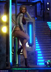 1girls 2020 3d cassandra_(lm3d) clothed clothing female female_only futuristic_clothing gray_hair grey_hair large_breasts lm3d looking_at_viewer original_character sci-fi science_fiction slushe_(website) solo solo_female standing white_hair