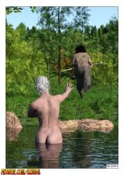 3d ass bathing ciri completely_nude ezergil female lake light-skinned_female male nude robbery scar sword the_witcher_(series) the_witcher_3:_wild_hunt white_hair