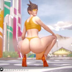 3d ass big_ass big_breasts blizzard_entertainment breadcrumb breasts brown_hair medium_breasts orange-tinted_eyewear overwatch overwatch_2 panties pose posing thick_thighs thong thong_panties tinted_eyewear tracer wide_hips yellow-tinted_eyewear