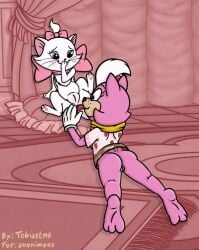 absurd_res anal anthro disney domestic_cat duo felid feline felis female female/female feral hi_res kemono mammal marie_(aristocats) oral pancake_(toontown) pillow rimming sex the_aristocats tobiastns toontown_corporate_clash toontown_online young