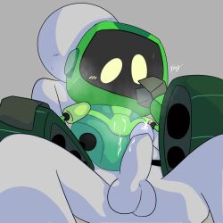 ambiguous_gender blush bodily_fluids boogie_bot_(poppy_playtime) cum green_body male naughtyfey poppy_playtime robot semen