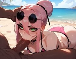 1girls :>= ai_generated arrogant artstyle_imitation ass beach big_penis bikini blowjob blowjob_face blush bra bun_hair choker close-up cute_face dark-skinned_male dominant_male eyelashes eyeshadow face_down_ass_up female flat_chest green_eyes light-skinned_female light_pink_hair looking_at_viewer make-up muscular_male naughty naughty_face nude_male o-ring o-ring_bikini ocean outdoors pale-skinned_female panties pink_bikini pink_hair ponytail sea seductive seductive_look sex small_breasts smile straight_hair submissive submissive_female sucking_penis summer sunglasses sunglasses_on_head sunny sweat sweatdrop swimsuit swimwear thiccwithaq_(ai_style) thick_ass thick_legs thick_lips thick_thighs thighs thin_female thin_waist thong veiny_penis victoria_(xandr) wanting_sex whore_eyes xandr