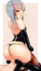 blush facesitting femdom kantai_collection kasumi_(kantai_collection) katsuten panties tagme thick_ass thick_thighs