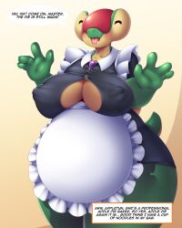 2021 appletun cleavage maid_uniform mleonheart nintendo pokemon tagme