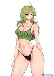 1girls bare_arms bare_legs bare_shoulders bare_thighs big_breasts clothed clothing color english_text female female_focus female_only green_hair hi_res large_breasts light-skinned_female light_skin long_hair looking_at_viewer monet_(one_piece) no_bra one_piece panties shirt shounen_jump shouroro solo solo_female tagme text thick_thighs yellow_eyes