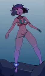 1girls air_bubble animated anklet asphyxiation black_hair breasts bubble choker colored_skin dead death drowning female female_focus holding_breath horns jewelry medium_breasts misterfridge monster_girl navel necrophilia nipples original pointy_ears purple_skin pussy ryona short_hair skinny_dipping solo sound swimsuit tagme third-party_edit tongue tongue_out underwater video wide-eyed yellow_eyes