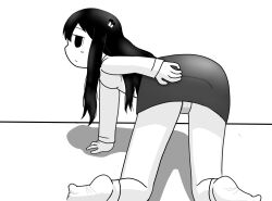 ass black_hair cameltoe clothed feet female female_focus female_only looking_back mob_face mushroom mushroom_on_head shijima_tsukishima shimeji_simulation solo solo_female solo_focus unuse vagina