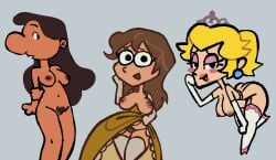 3girls breasts cas_van_de_pol coolerinker inkershike jane_porter lilo_and_stitch nani_pelekai nude princess_peach super_mario_bros. tarzan_(1999_film)