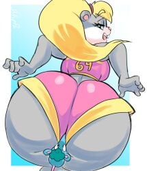 2024 69_(number) anthro ass berri big_butt big_dom_small_sub biscuit_(bizkit) blonde_hair blue_body blue_fur blue_hair bottomwear breasts buckteeth bulluppa butt_focus chipmunk clothing conker's_bad_fur_day dominant duo facesitting female fur grey_body grey_fur ground_squirrel hair hi_res huge_butt larger_female looking_back male mammal murid murine number ponytail rareware rat rodent sciurid signature sitting_on_another size_difference smaller_male tail teeth thick_thighs topwear