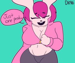 anthro belly big_breasts bunny daisykitty96 dialogue furry miri_(daisykitty96) speech_bubble thick_thighs thighs