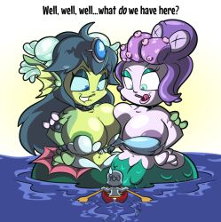 big_breasts blue_eyes cala_maria ceedoubleu cuphead_(game) giga_mermaid green_skin large_breasts mermaid purple_hair purple_skin shantae