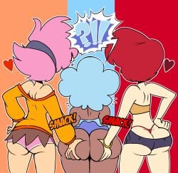 3girls ass battle_for_dream_island big_ass bubble_(bfdi) bubble_ass bubble_butt clothed dykes enormous_ass female fully_clothed grabbing_ass huge_ass humanized interracial lesbian match_(bfdi) object_show object_shows panties pencil_(bfdi) picknpull