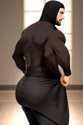 ai_generated ass assassin athletic bodybuilder bubble_butt butt_focus human human_only light-skinned_male light_skin male man men_only muscular_back muscular_man pale_skin tight_clothing