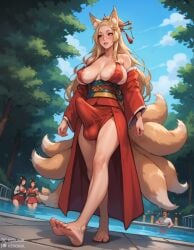 1futa ai_generated animal_ears areola areola_slip areolae areolae_slip breasts bulge bulge_through_clothing bursting_breasts candid erect erection erection_under_clothes feet futanari high_school_dxd japanese_clothes kexonik kimono kitsune large_breasts large_penis multi_tail multiple_tails observing penis people_in_background public public_exposure public_nudity revealing revealing_clothes sagging_breasts skimpy skimpy_clothes soles spectators tail tails testicles walking watching yasaka_(high_school_dxd)