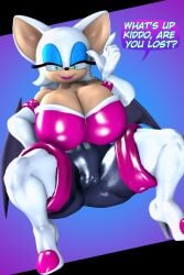 1girls 3d 3d_model alternate_breast_size breasts english_text female female_only high_heel_boots high_heels mobian mobian_(species) mobian_bat rouge_the_bat sega solo sonic_(series) sonic_adventure_2 sonic_the_hedgehog_(series) text theashsfm thick_thighs