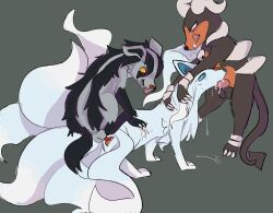 absurd_res alolan_form alolan_ninetales ambiguous_penetration balls black_fur blood bloowolfy blue_eyes blue_fur blue_nose bodily_fluids canine_penis crying crying_with_eyes_open cum cum_in_mouth cum_inside fellatio female feral forced from_behind_position genital_fluids grey_fur group hetero hi_res horns houndoom knot knotted_penis knotting male male/female mightyena mounting ninetales nintendo oral penile penis pokémon_(species) pokemon rape red_eyes regional_form_(pokémon) scratches scratching sex tears teeth threesome tongue tongue_out trio vaginal_knotting vaginal_penetration video_games yellow_sclera