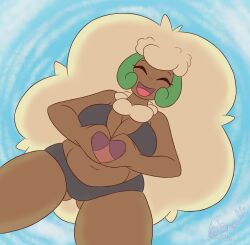 big_breasts breasts cleavage female huge_breasts pokémon_(species) pokemon snackbunnii tagme thick_thighs whimsicott wide_hips