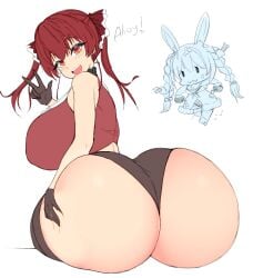 2girls ass big_ass bikini female_only hololive hololive_fantasy hololive_japan houshou_marine huge_ass multiple_girls red_hair tagme thanuki thanukiart usada_pekora virtual_youtuber