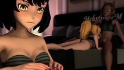 1boy 1male 2females 2girls 2girls1boy 3d ambiguous_penetration animal_ears animated being_watched big_penis bisexual_(female) black_hair black_hair_female blake_belladonna blonde_female blonde_hair blowjob bodily_fluids cat_ears clothed_female clothed_sex creampie cum cum_in_pussy cum_inside cum_leaking cum_leaking_out_of_pussy dark-skinned_male deepthroat doggy_style doggystyle dominant_male face_down_ass_up faunus fellatio femdom femsub heart-shaped_pupils maledom malesub masturbation mating_press mehstrosfm missionary_position no_panties no_sound panties penetration ponytail purple_eyes rwby sex sex_from_behind shoving shy tagme threesome topwear video webcam yang_xiao_long yellow_eyes