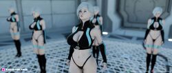 2021 3d 5girls black_panties clone clones female grey_hair indoors lm3d multiple_girls nyx_vixen_(lm3d) original_character panties sci-fi science_fiction short_hair slushe_(website) standing white_hair