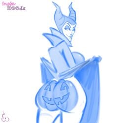 ass big_ass bodypaint breasts disney disney_villains eroamyart female halloween jack-o'-lantern looking_back maleficent presenting_ass pumpkin_butt seductive sideboob sleeping_beauty_(1959_film)