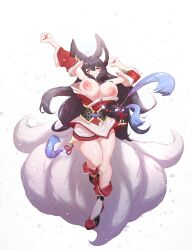 9_tails ahri animal_ear_fluff animal_ears animal_girl areolae areolae_slip big_breasts big_nipples black_hair breasts breasts_out breasts_outside busty child_bearing_hips cleavage clothing curvaceous curves curvy curvy_body curvy_female curvy_figure curvy_hips exposed_areolae exposed_breasts exposed_nipples eyelashes eyeliner eyeshadow facial_markings female fluffy fluffy_ears fluffy_tail fluffy_tails fox fox_ears fox_girl fox_tail furry_tail glistening glistening_body glistening_breasts glistening_hair glistening_skin happy hips hourglass_figure huge_breasts humanoid inner_ear_fluff kemonomimi kitsune large_breasts league_of_legends light-skinned_female light_skin lipstick long_hair multiple_tails nine_tailed_fox nipples pale-skinned_female pale_skin pink_areola pink_nipples riot_games smile smiling tail thick_thighs thighs vastaya video_games voluptuous wide_hips yabby yellow_eyes