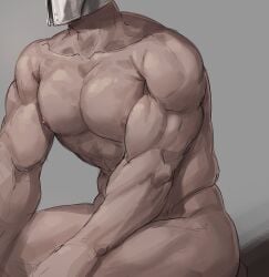 bearer_of_the_curse big_pecs colored_sketch completely_nude d_bdbd dark_souls dark_souls_2 fromsoftware head_out_of_frame helmet knight male male_only muscular muscular_male nude pecs sitting solo