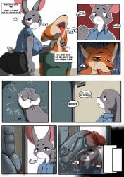 anthro anthro_on_anthro big_balls big_breasts big_penis blush bovid bovine breasts bunny canid canine cape_buffalo chief_bogo choking clothing comic dialogue dilf disney duo erection faceless_male female fox fur genitals grey_fur hakiahki interspecies judy_hopps korean_text lagomorph large_breasts long_ears male male/female mammal mature_male muscular muscular_male nick_wilde nipples open_mouth orange_fur purple_eyes rabbit speech_bubble straight teeth text tongue tongue_out translation_request two_tone_fur vein veiny_penis white_fur zootopia