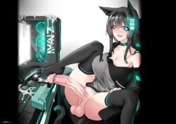 1futa animal_ears artist_cg big_breasts big_penis black_hair bottomless box box20502017 breasts cat_ears catgirl cg_art choker clothed clothing computer cum cum_on_computer erection flaccid futa_only futanari half-erect high_resolution humanoid humanoid_penis intersex kemonomimi large_breasts large_penis light-skinned_futanari light_skin long_hair partially_clothed penis semen sitting solo spread_legs testicles thighhighs third-party_edit uncensored very_high_resolution