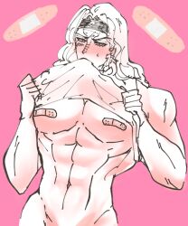 1boy biting_shirt jojo's_bizarre_adventure male male_only muscular_male pecs shirt_up solo stardust_crusaders terence_t._d'arby