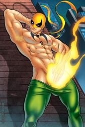 1male abs armpit_hair armpits danny_rand iron_fist male male_focus male_only marvel marvel_comics muscles patrick_fillion smile smiling solo solo_male veiny_arms