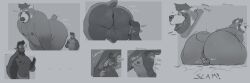 ... absurd_res anal anal_vore anthro arched_back ass backsack balls ballsack bear big_ass big_balls big_butt blush bodily_fluids chubby_male dialogue duo fangs feet forced genitals half-closed_eyes head_first heart hi_res huge_ass huge_butt humanoid_pointy_ears male male/male mammal minedoo monochrome motion_lines musk narrowed_eyes navel nipples nude overweight overweight_male phone short_tail sitting size_difference smothering sound_effects steam struggling superchub sweat thick_thighs tongue tongue_out ursid vore vore_sex wide_eyed