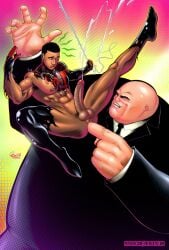 2boys abs bald cum cumming dark-skinned_male dark_skin erect_penis erection fat_man fingering gay interracial kingpin male male_focus male_only marvel marvel_comics miles_morales patrick_fillion ripped_clothing size_difference spider-man_(series) tagme veiny_penis