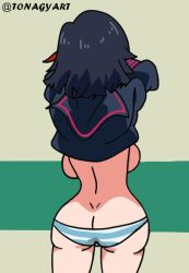 1girls ass_cleavage butt_crack canonical_scene female female_only kill_la_kill matoi_ryuuko meme redraw ryukoredraw shimapan solo tagme tonagyart undressing