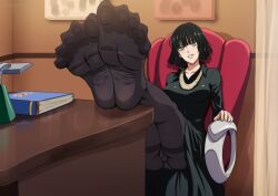 1girls absurd_res ass bangs big_breasts blush bob_cut breasts busty cameltoe chair clothed clothing coat confettish dark_green_hair desk dress eye_contact eyelashes feet feet_on_desk feet_together feet_up female female_focus female_only foot_fetish foot_focus footwear fringe fubuki_(one-punch_man) green_eyes green_hair heroine highres legs legs_together legs_up light-skinned_female light_skin lips lipstick long_sleeves looking_at_viewer medium_hair necklace office one-punch_man panties pantyhose plump_labia pussy_bulge short_hair sitting sitting_on_chair skirt smile smiling smiling_at_viewer soles solo solo_female solo_focus the_dark_mangaka thighs tight_clothing toes underwear upskirt wanderwander_(artist)