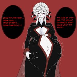 baby_kicking black_sclera fetal_movement hyper_pregnancy pregnant red_eyes rwby salem_(rwby) white_hair white_skin