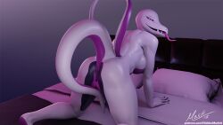 3d_(artwork) anthro anus ass bed bedroom_eyes blender_(software) digital_media_(artwork) female furniture genitals hiddenmask18 lidded_eyes looking_at_viewer looking_back looking_back_at_viewer narrowed_eyes nintendo pokémon_(species) pokemon pokemon_(species) pussy raised_tail salazzle scalie seductive shiny_pokemon solo spread_pussy spreading tongue tongue_out video_games