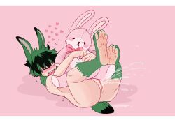 1cuntboy 2021 andromorph animal_humanoid blush bodily_fluids closed_eyes countershade_feet countershading cuntboy dekuwus dipstick_tail ejaculation feet genderswap genderswap_(mti) genital_fluids genitals green_hair hair hi_res humanoid intersex izuku_midoriya lagomorph lagomorph_humanoid leporid_humanoid mammal mammal_humanoid markings my_hero_academia open_mouth plushie plushophilia pussy pussy_ejaculation pussy_juice rabbit_humanoid scut_tail short_tail solo tail_markings vagina