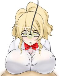 blonde_hair brainwashing breasts clothed_paizuri drool empty_eyes femsub glasses hi_res hypnosis large_breasts maledom neo-izayoi paizuri pendulum penis ponytail pov pov_dom pov_paizuri rape school_uniform yellow_eyes